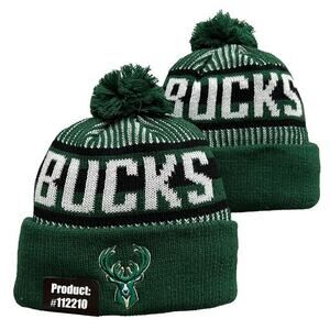 NWT Milwaukee Bucks Striped‎ Knit Sports Pom Beanie Fleece Lining OSFA Unisex